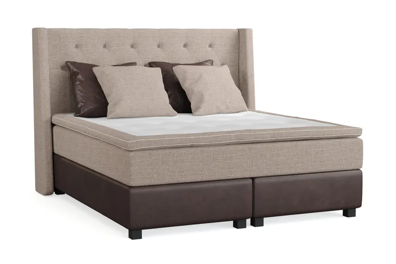 Cuba Sängpaket 160x200 med Två Bruna Två Beiga Kuddar - (+Fler val) Beige/Brun - Möbler - Sovrum - Sängar - Kontinentalsängar