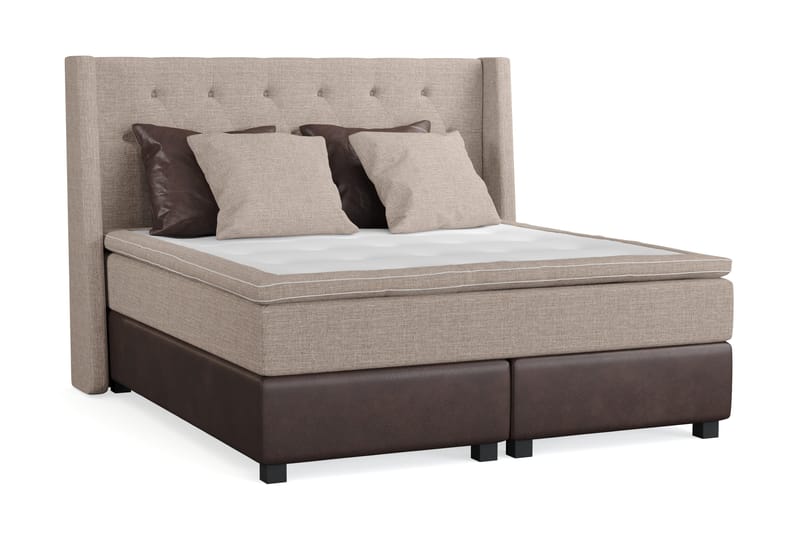 Cuba Sängpaket 160x200 med Två Bruna Två Beiga Kuddar - (+Fler val) Beige/Brun - Möbler - Sovrum - Sängar - Kontinentalsängar