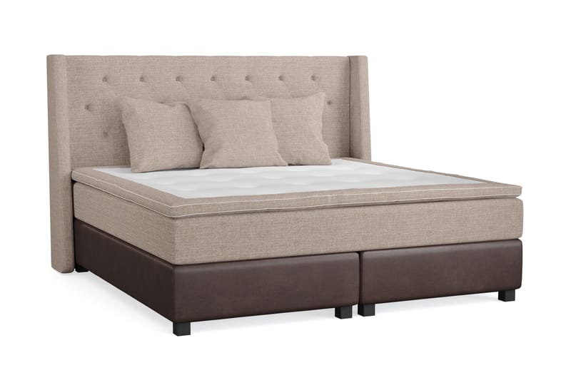 Cuba Sängpaket 210x210 med Tre Beiga Kuddar - (+Fler val) Beige/Brun - Möbler - Sovrum - Sängar - Kontinentalsängar