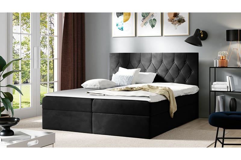 Davender Sängpaket Kontinentalsäng 120x200 cm med Förvaring - Svart - Möbler - Sovrum - Sängar - Komplett Sängpaket