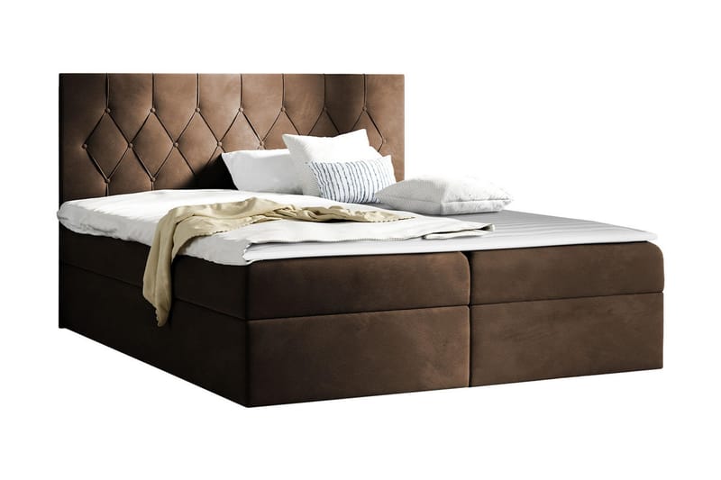 Davender Sängpaket Kontinentalsäng 140x200 cm med Förvaring - Brun - Sängar med förvaring - Komplett Sängpaket