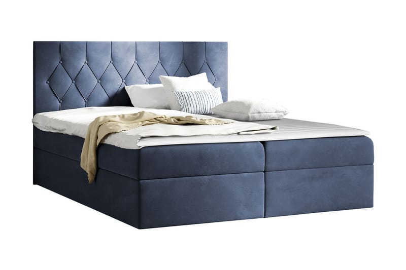 Davender Sängpaket Kontinentalsäng 160x200 cm med Förvaring - Blå - Komplett Sängpaket - Sängar med förvaring