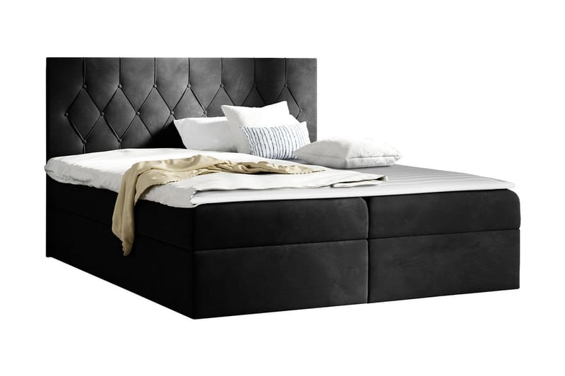 Davender Sängpaket Kontinentalsäng 160x200 cm med Förvaring - Svart - Sängar med förvaring - Komplett Sängpaket
