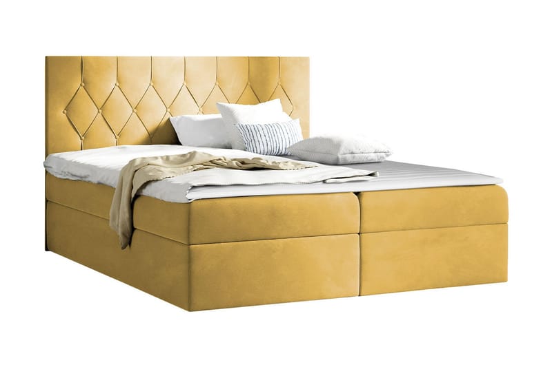 Davender Sängpaket Kontinentalsäng 200x200 cm med Förvaring - Gul - Komplett Sängpaket - Sängar med förvaring