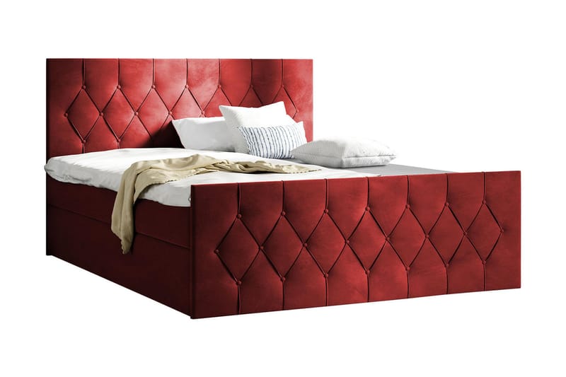 Davendra Sängpaket Kontinentalsäng 120x200 cm med Förvaring - Röd - Komplett Sängpaket - Sängar med förvaring