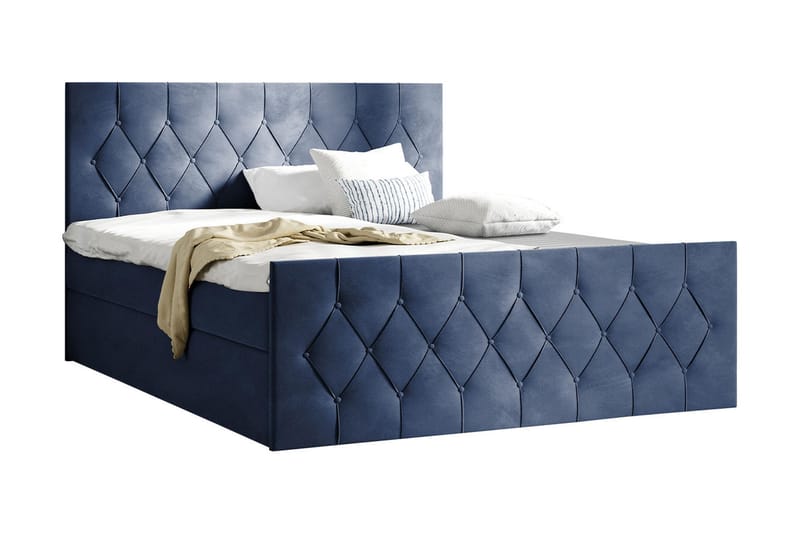 Davendra Sängpaket Kontinentalsäng 160x200 cm med Förvaring - Blå - Möbler - Sovrum - Sängar - Komplett Sängpaket