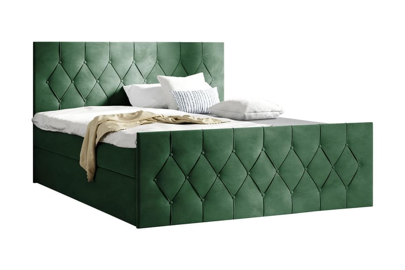 Davendra Sängpaket Kontinentalsäng 200x200 cm med Förvaring - Grön - Komplett Sängpaket - Sängar med f�örvaring
