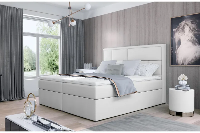 Emeron Sängpaket 180x200 cm, Läder/Vit