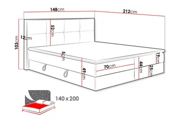 Förvaringssäng EUPHORIA 140x200 - Beige - Möbler - Sovrum - Sängar - Komplett Sängpaket