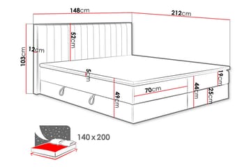 Förvaringssäng HARMONY 140x200 - Beige - Möbler - Sovrum - Sängar - Komplett Sängpaket
