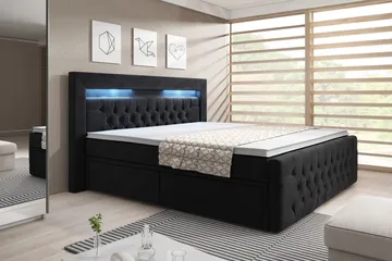 Franco Komplett Sängpaket med förvaring LED-belysning 180x200 cm