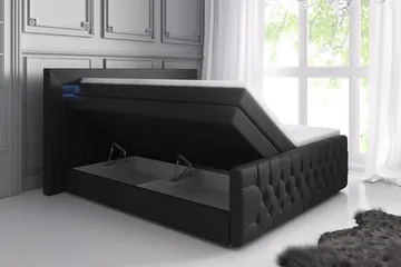 Franco Lyx Sängpaket 140x200LED-belysning - Svart/Konstläder - Möbler - Sovrum - Sängar - Komplett Sängpaket