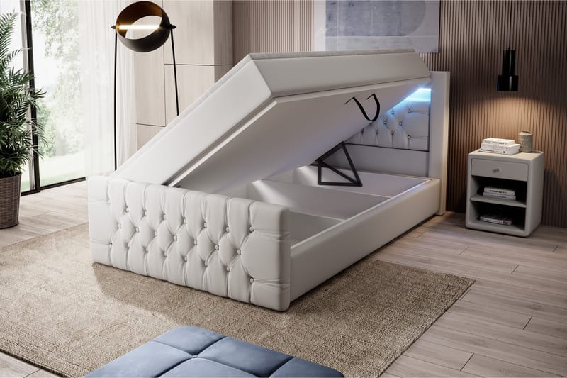 Franco Sängpaket med förvaring 120x200 Vit PU - Komplett Sängpaket - Sängar med förvaring