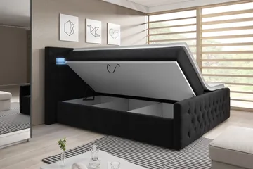 Franco Sängpaket med förvaring LED-belysning 140x200 cm - 140x200 Svart (+Fler val) - Möbler - Sovrum - Sängar - Komplett Sängpaket