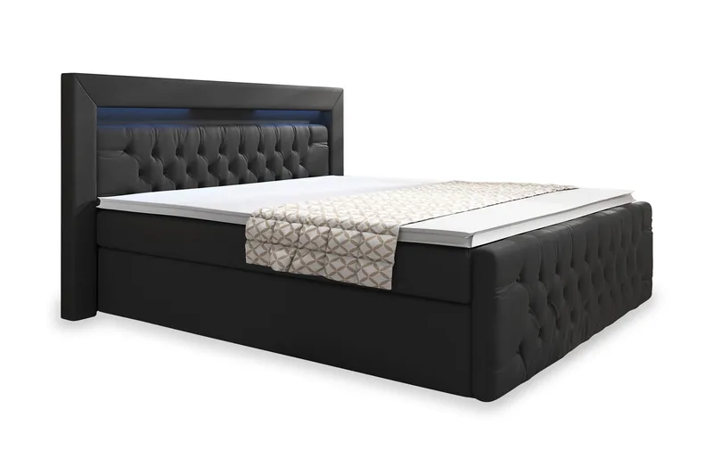 Franco Sängpaket med förvaring LED-belysning 160x200 cm - 160x200 Svart (+Fler val) - Möbler - Sovrum - Sängar - Komplett Sängpaket