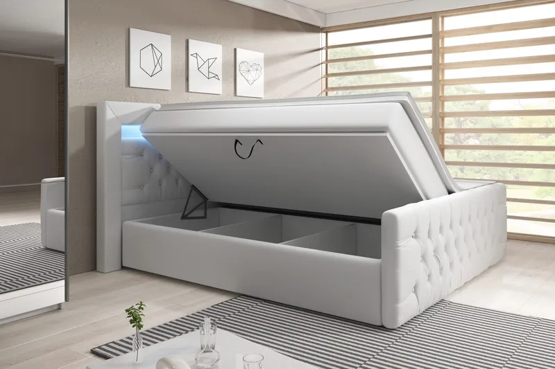 Franco Sängpaket med förvaring LED-belysning 160x200 cm - 160x200 Vit (+Fler val) - Möbler - Sovrum - Sängar - Komplett Sängpaket