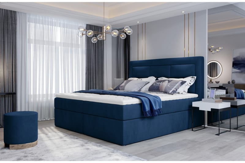 FRESNAY Sängpaket 140x200 cm Blå - Möbler - Sovrum - Sängar - Komplett Sängpaket