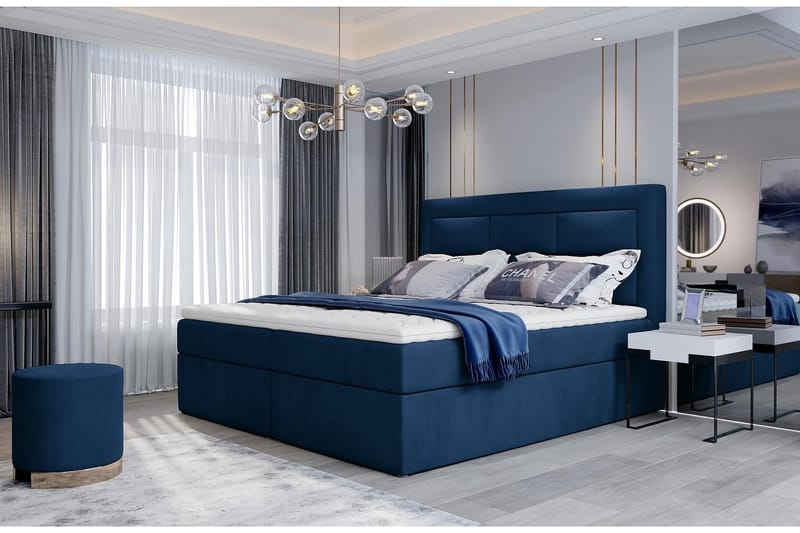 FRESNAY Sängpaket 160x200 cm Blå - Komplett Sängpaket
