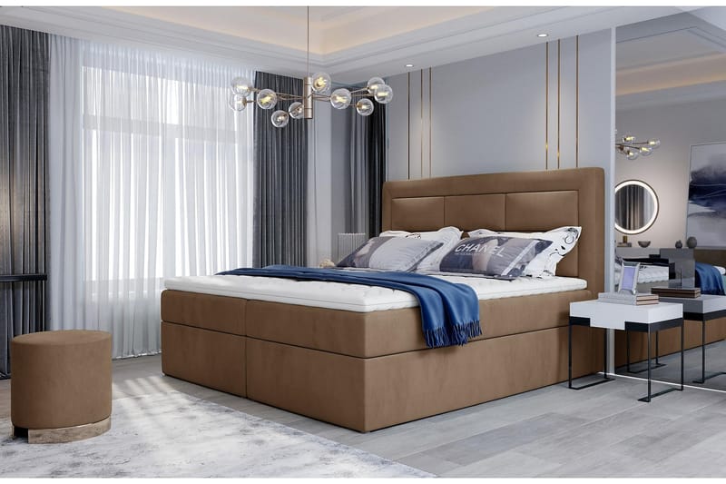 FRESNAY Sängpaket 160x200 cm Ljusbrun - Komplett Sängpaket