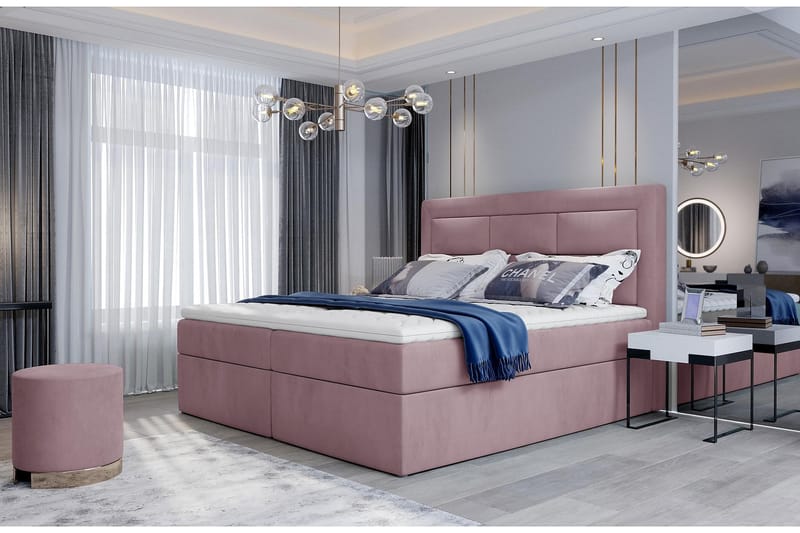 FRESNAY Sängpaket 160x200 cm Ljusrosa - Komplett Sängpaket