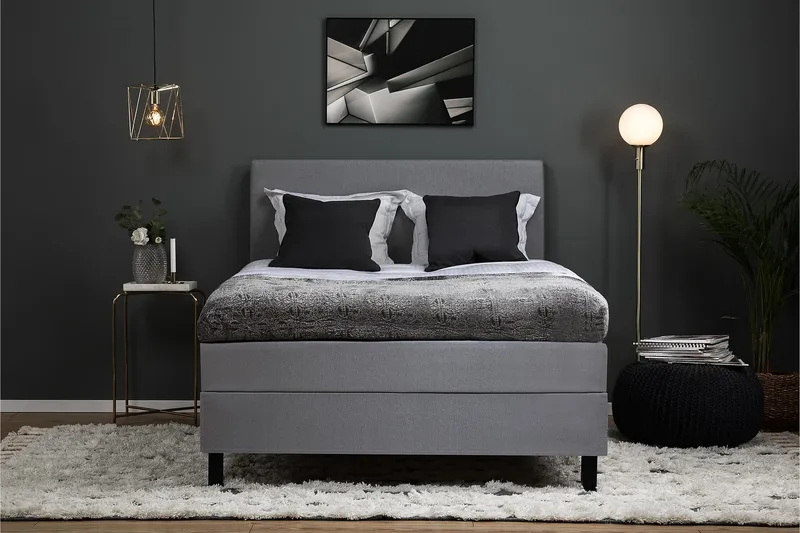 HAPPY 120 Kontinentalsängspaket Grå - Möbler - Sovrum - Sängar - Kontinentalsängar