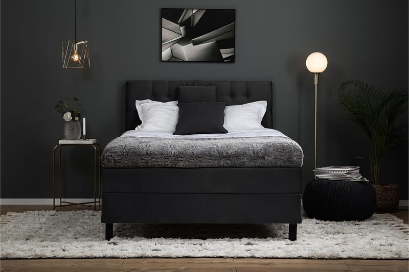 HAPPY 120 Kontinentalsängspaket Svart/Grå - Möbler - Sovrum - Sängar - Kontinentalsängar