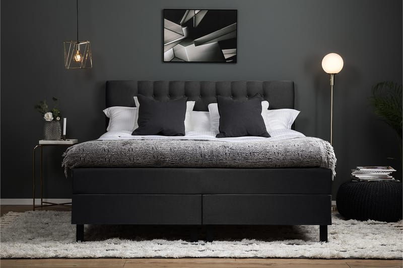 HAPPY 180 Kontinentalsängspaket Svart/Grå - Möbler - Sovrum - Sängar - Kontinentalsängar