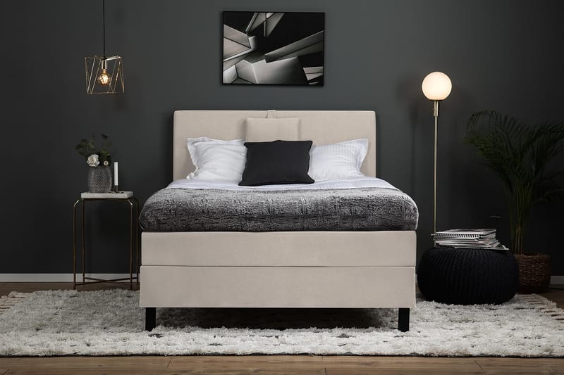 HAPPY Kontinentalsäng 120 Polyeter Beige - Möbler - Sovrum - Sängar - Komplett Sängpaket