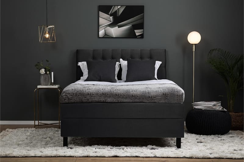 HAPPY Sängpaket 120 Latexmadrass Diamant Svart/Grå - Möbler - Sovrum - Sängar - Komplett Sängpaket