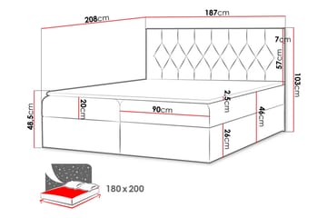 Jitendera Sängpaket Kontinentalsäng 180x200 cm med Förvaring - Blå - Möbler - Sovrum - Sängar - Komplett Sängpaket