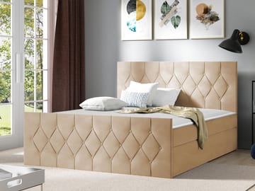 Jitendra Sängpaket Kontinentalsäng 120x200 cm med Förvaring - Beige - Möbler - Sovrum - Sängar - Komplett Sängpaket