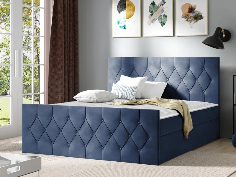 Jitendra Sängpaket Kontinentalsäng 160x200 cm med Förvaring - Blå - Möbler - Sovrum - Sängar - Komplett Sängpaket