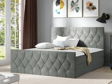 Jitendra Sängpaket Kontinentalsäng 160x200 cm med Förvaring - Grå - Möbler - Sovrum - Sängar - Komplett Sängpaket