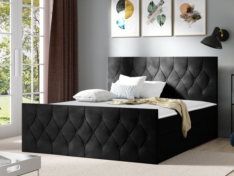 Jitendra Sängpaket Kontinentalsäng 160x200 cm med Förvaring - Svart - Möbler - Sovrum - Sängar - Komplett Sängpaket