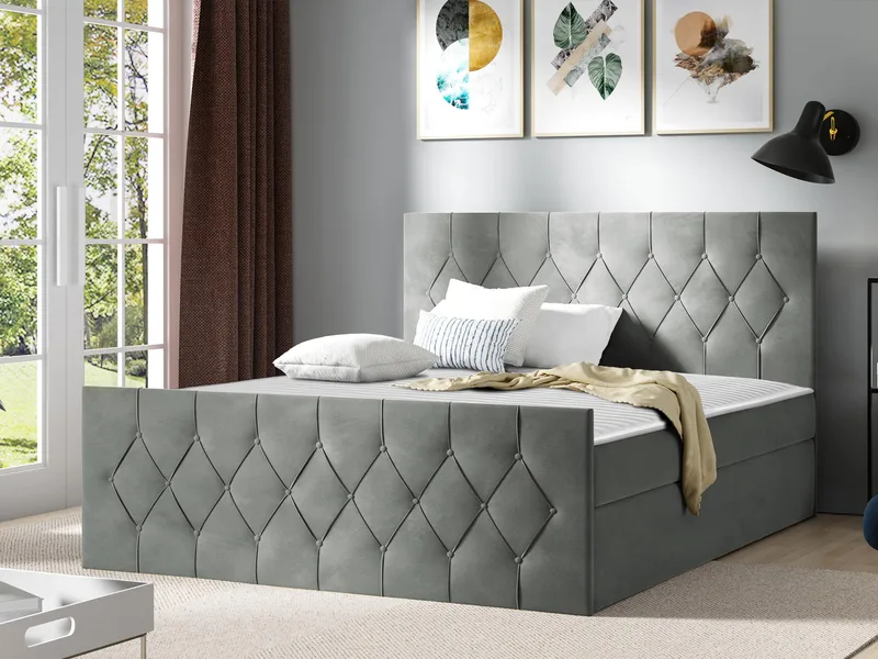 Jitendra Sängpaket Kontinentalsäng 180x200 cm med Förvaring - Grå - Möbler - Sovrum - Sängar - Komplett Sängpaket