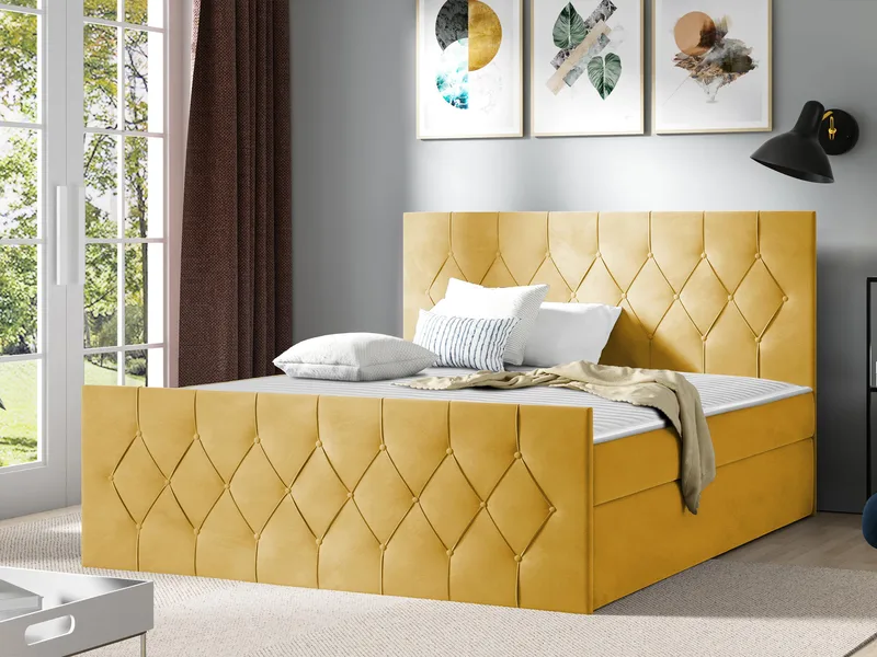 Jitendra Sängpaket Kontinentalsäng 180x200 cm med Förvaring - Gul - Möbler - Sovrum - Sängar - Komplett Sängpaket