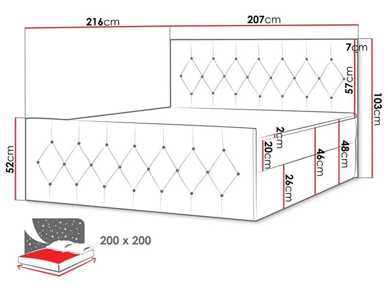 Jitendra Sängpaket Kontinentalsäng 200x200 cm med Förvaring - Gul - Möbler - Sovrum - Sängar - Komplett Sängpaket