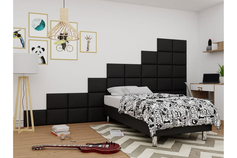KERANZA Kontinentalsäng 80x200 cm+Panel 40 cm Svart - Möbler - Sovrum - Sängar - Komplett Sängpaket