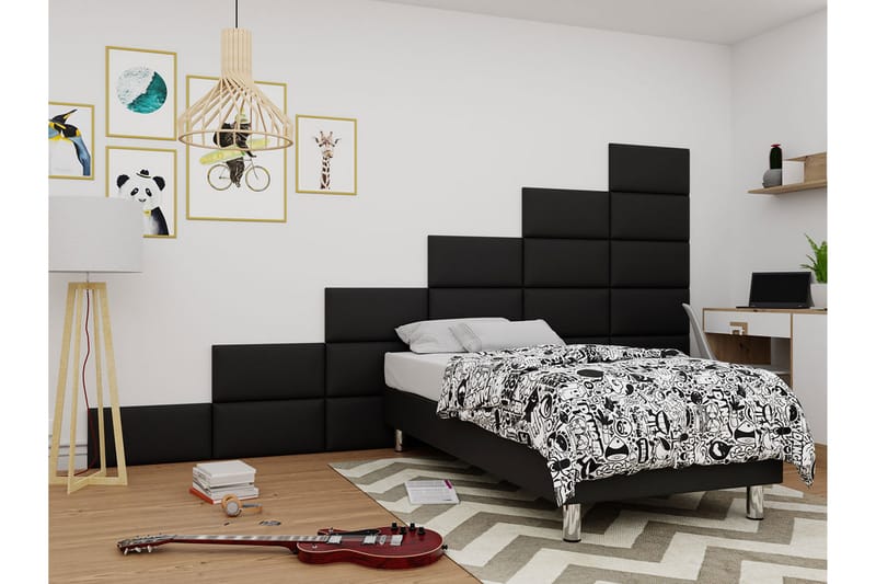 KERANZA Kontinentalsäng 80x200 cm+Panel 60 cm Svart - Möbler - Sovrum - Sängar - Komplett Sängpaket