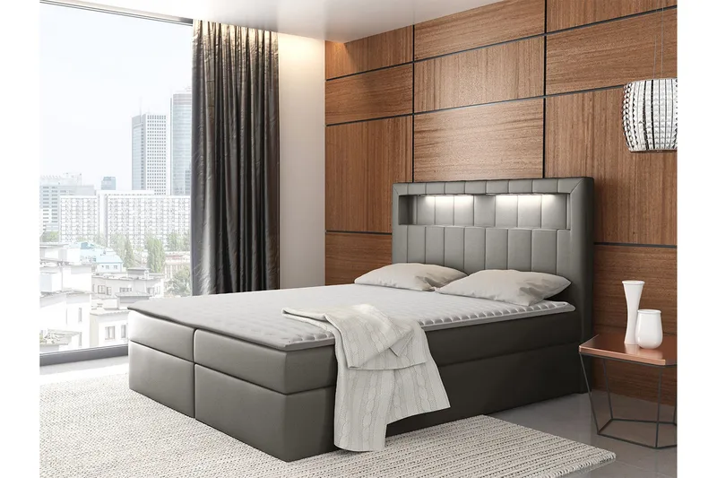 Kontinentalsäng 200x200 cm - Grå - Möbler - Sovrum - Sängar - Komplett Sängpaket