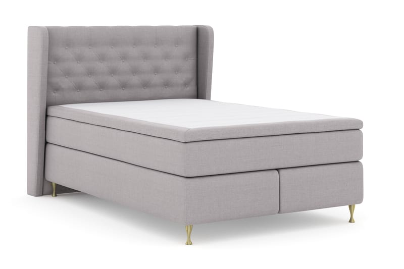 LEXI No 4 Sängpaket 140 Fast - Ljusgrå/Guld - Möbler - Sovrum - Sängar - Komplett Sängpaket