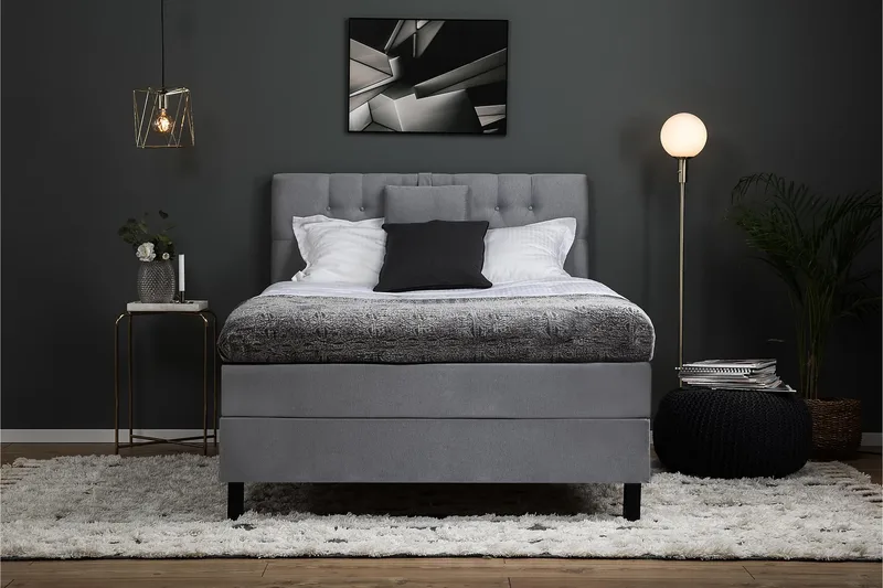 Lucky 120 Kontinentalsängspaket Grå - Möbler - Sovrum - Sängar - Kontinentalsängar