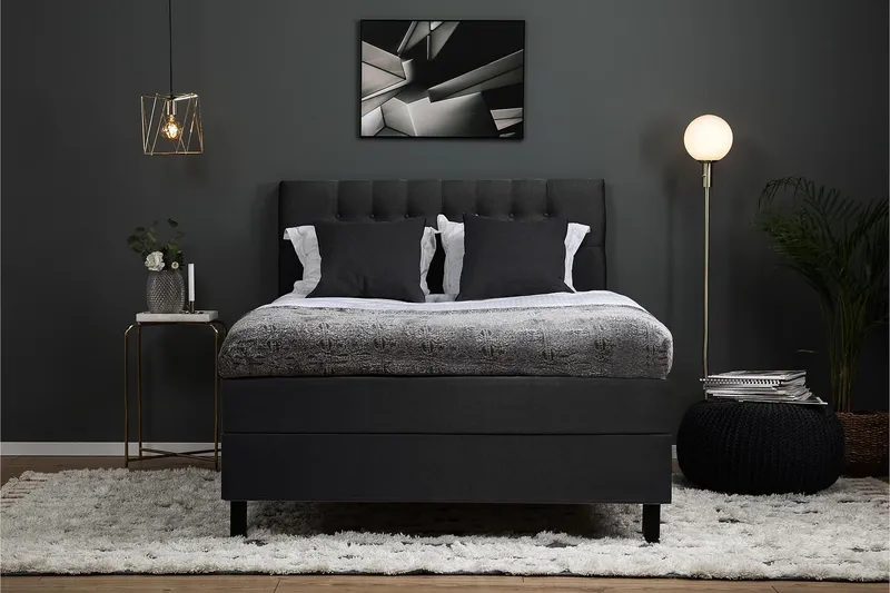 Lucky 120 Kontinentalsängspaket Svart/Grå - Möbler - Sovrum - Sängar - Kontinentalsängar