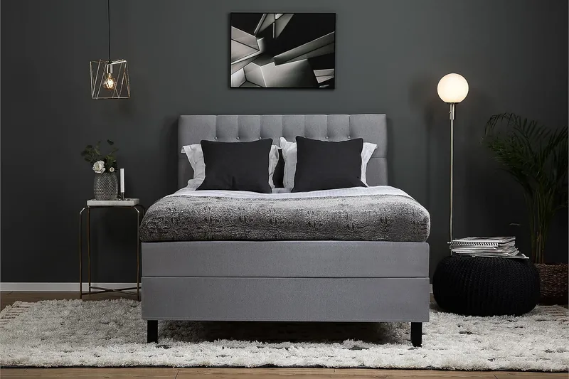 Lucky 140 Kontinentalsäng Mellangrå - Möbler - Sovrum - Sängar - Kontinentalsängar