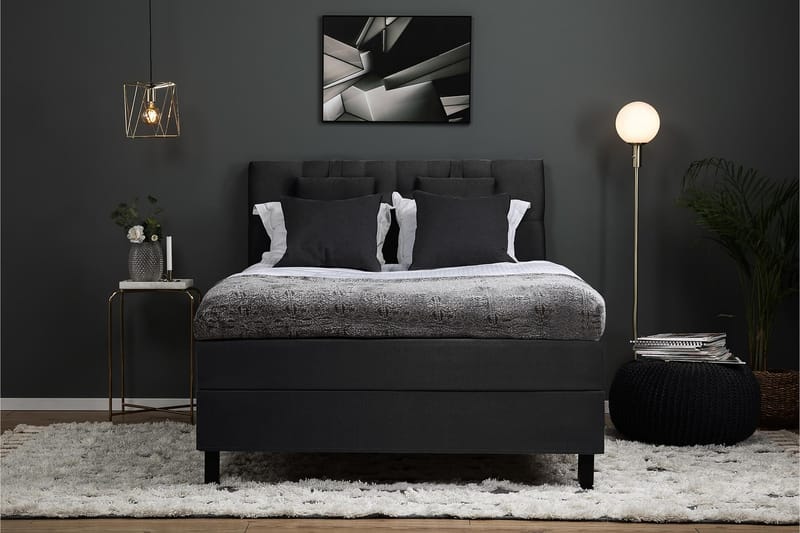 Lucky 140 Kontinentalsängspaket Svart/Grå - Möbler - Sovrum - Sängar - Kontinentalsängar