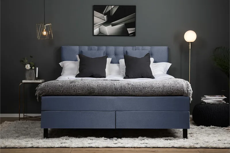 Lucky 160 Kontinentalsängspaket Mörkblå - Möbler - Sovrum - Sängar - Kontinentalsängar
