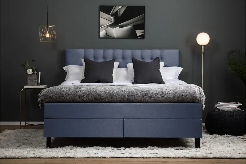 Lucky 160 Kontinentalsängspaket Mörkblå - Möbler - Sovrum - Sängar - Kontinentalsängar