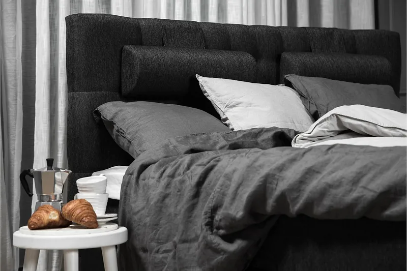 Lucky 180 Kontinentalsängspaket Svart/Grå/PU - Möbler - Sovrum - Sängar - Kontinentalsängar