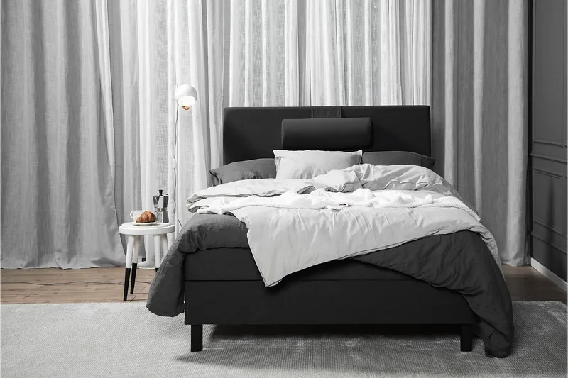 Lucky Komplett Sängpaket 120x200 Latex Slät Sänggavel  Na - Nackkudde Liten Svart/Grå - Möbler - Sovrum - Sängar - Kontinentalsängar