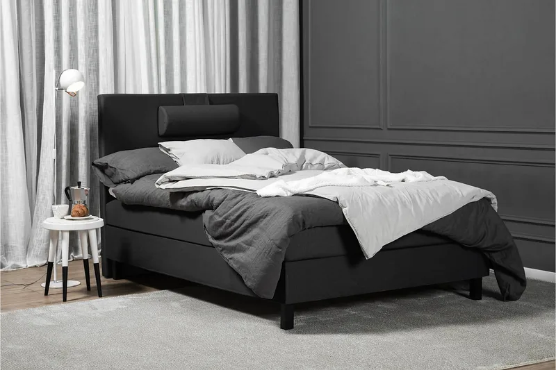 Lucky Komplett Sängpaket 120x200 Latex Slät Sänggavel  Na - Nackkudde Liten Svart/Grå - Möbler - Sovrum - Sängar - Kontinentalsängar